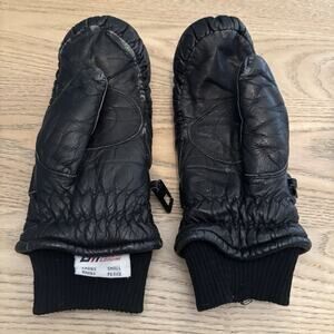 Vintage Gordini Women’s Black Snow Mittens Small Leather Wear Winter